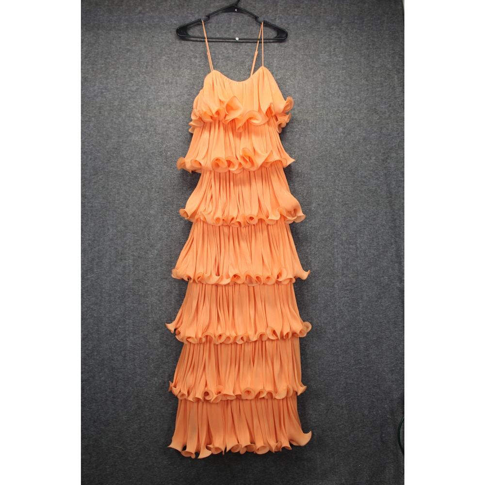 Vici Swing By Plisse Tiered Ruffle Maxi Dress - XS/Apricot - Picture 3 of 9